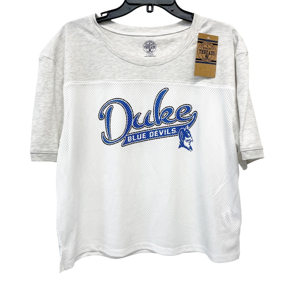 Rivalry Threads Women's White Duke Blue Devils Mesh Jersey T-Shirt Size L
